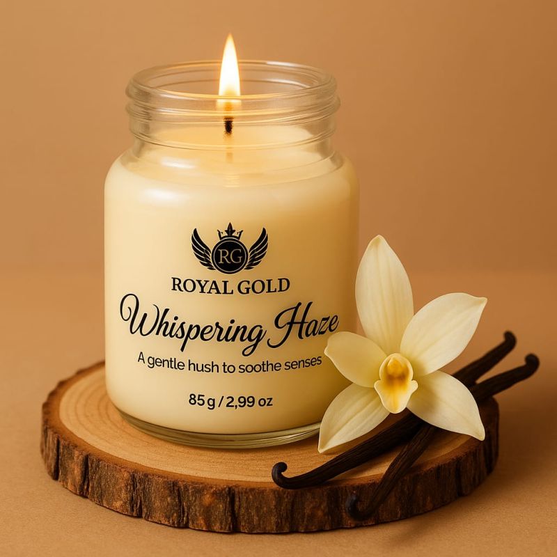 Royal Gold Whispering Haze Soy Wax Glass Jar Scented Candles