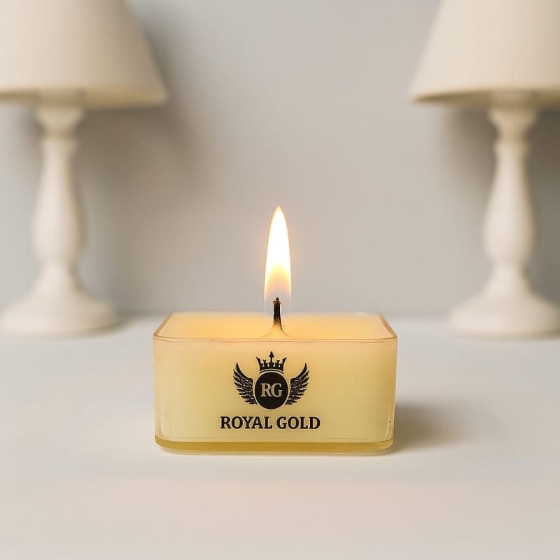 Royal Gold Yellow Square Soy Wax Tea Light Candle