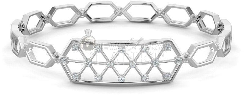 10K Gold Diamond Crystalline Hex Bracelet