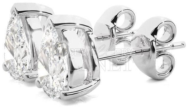 10K White Gold Heart Diamond Stud Earrings