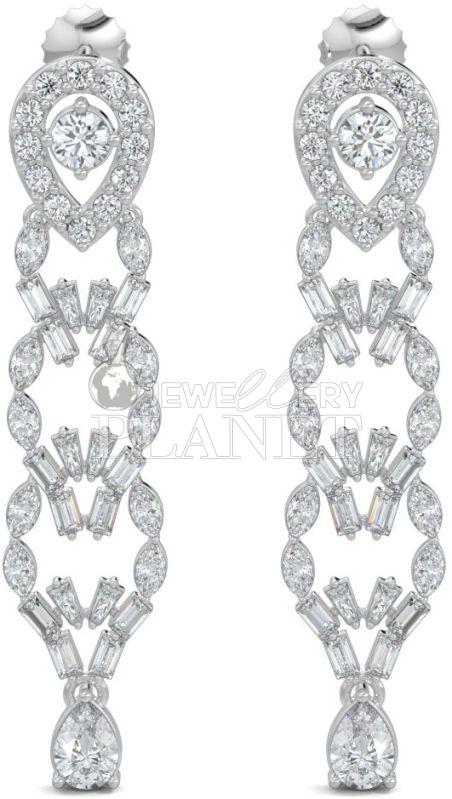 10K White Gold Marquise Diamond Chandelier Drop Earrings