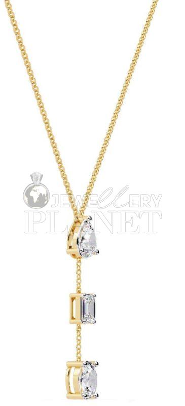 14K Gold Diamond Dangle Drop Necklace