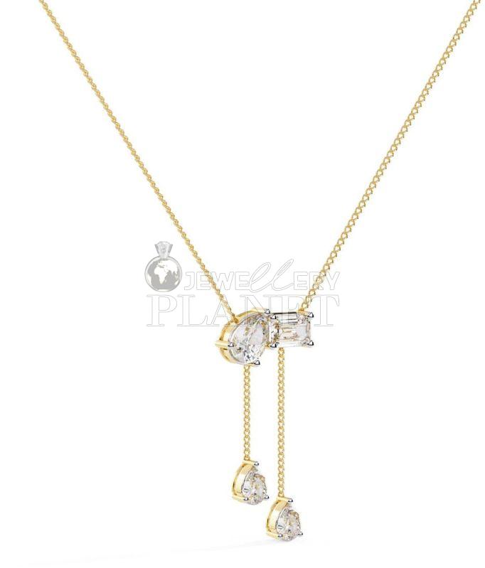 14K Gold Diamond Lariat Pendant