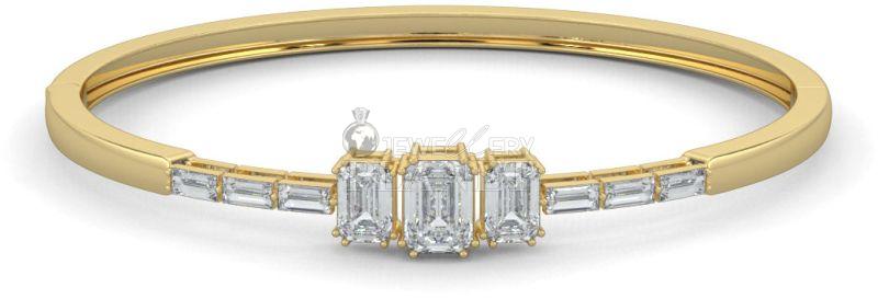 14K Gold Diamond Lock Bangle Bracelet