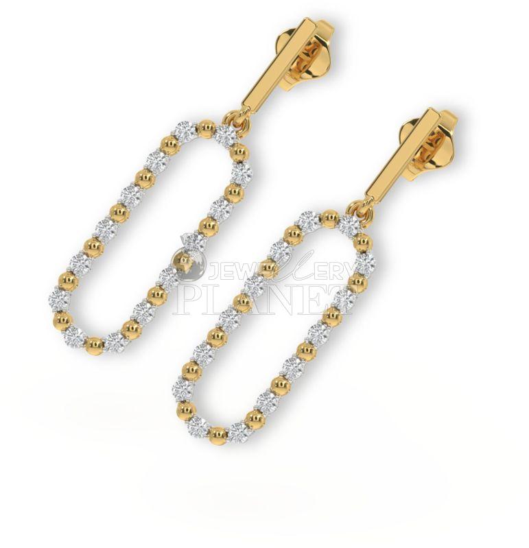 14K Gold Diamond Paperclip Drop Earrings