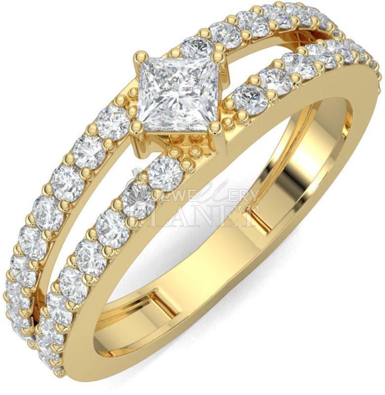 18K Gold Princess Cut Diamond Engagement Ring