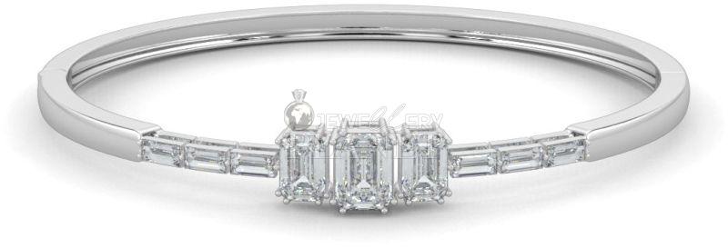 Diamond Sterling Silver Lock Bangle Bracelet