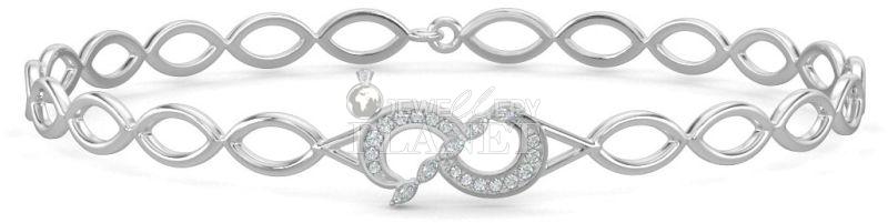 10K White Gold Interlocked Diamond Bracelet