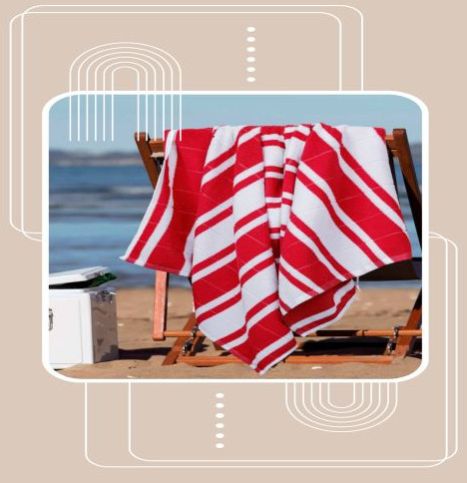 Bold Check Cabana Red & White Beach Towel