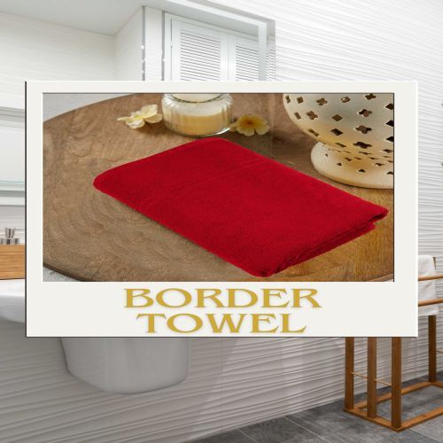 Micro Fibre Crimson Red Border Bath Towel 63 X 133 Cm (25