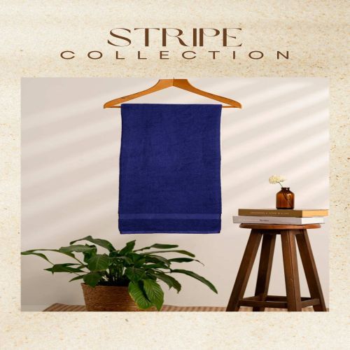 Deep Blue Bordered Bath Towel