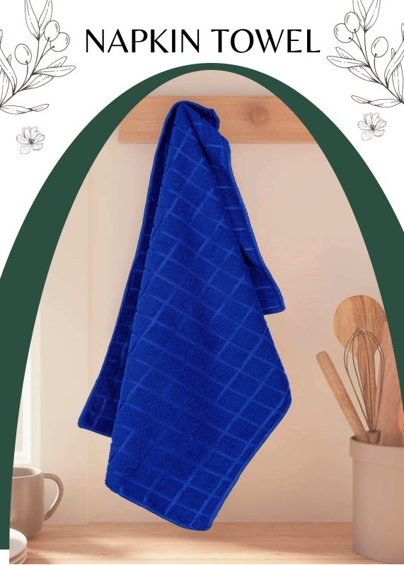 Highly Absorbent Blue Checker Pattern Kitchen Towel