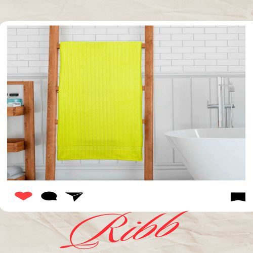 Highly Absorbent Ribbed Lime Green Bath Towel