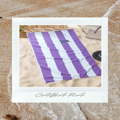 Lilac Stripe Cabana Beach Towel
