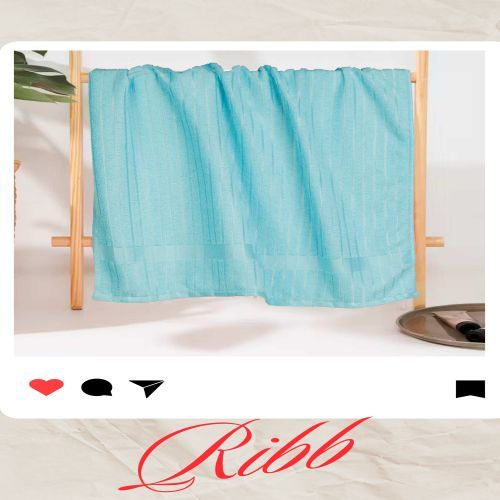 Plush Turquoise Ribbed Texture Bath Towel