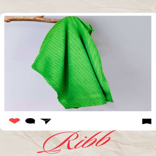 Soft and Absorbent Ribbed Green Bath Towel