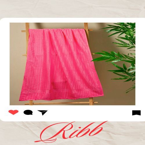 Soft and Plush Ribbed Pink Bath Towel