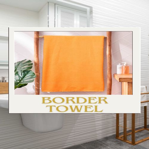 Micro Fibre Tangerine Orange Border Bath Towel 63 X 133 Cm (25