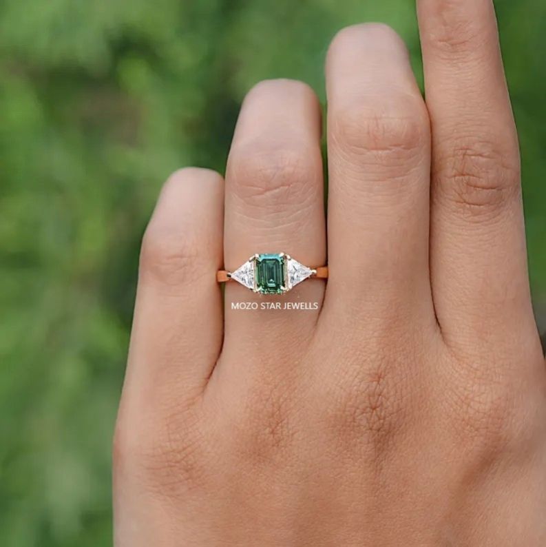 Emerald Cut Moissanite Ring