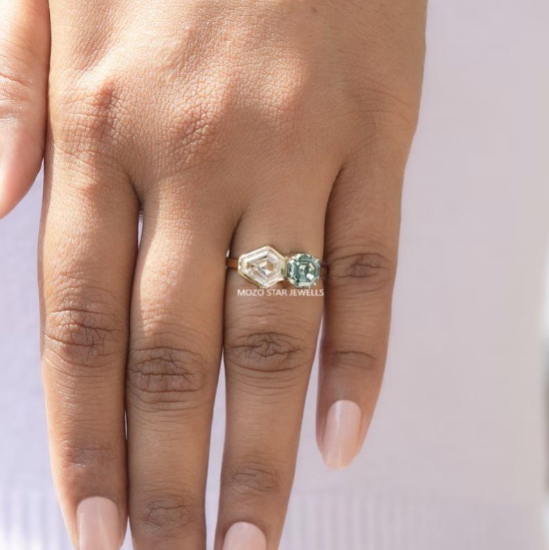 Shield Cut Moissanite Ring