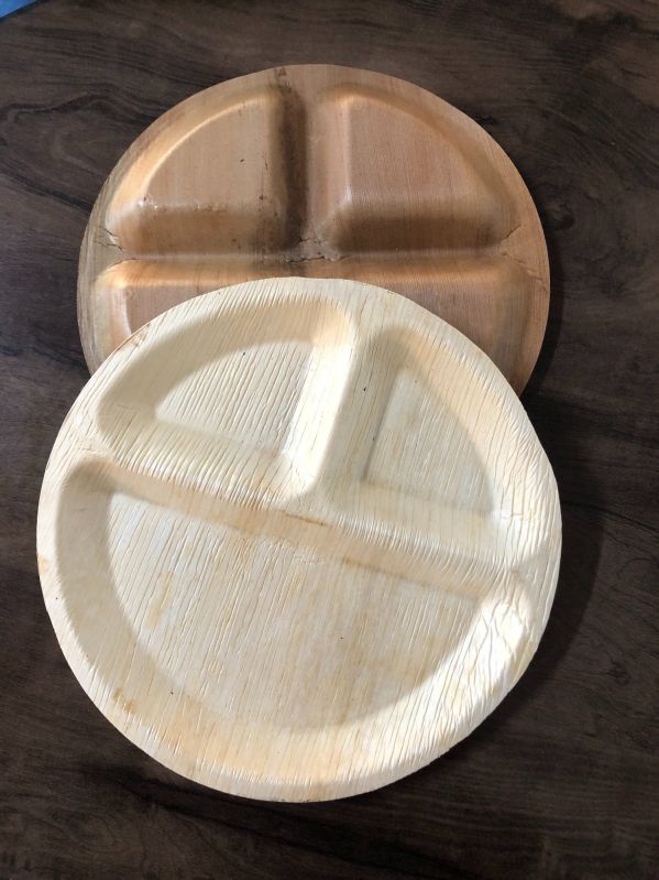 Areca Palm Leaf Round Compartment Plates