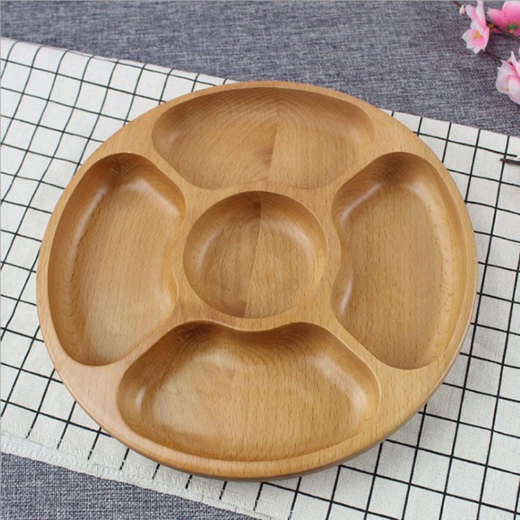 Bamboo Round Compartment Plate