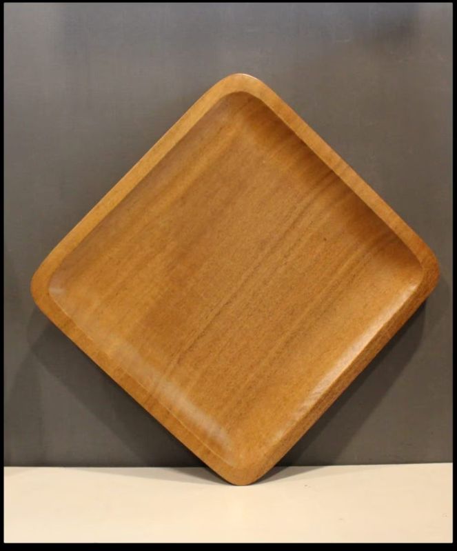 Brown Barkwood Square Plate