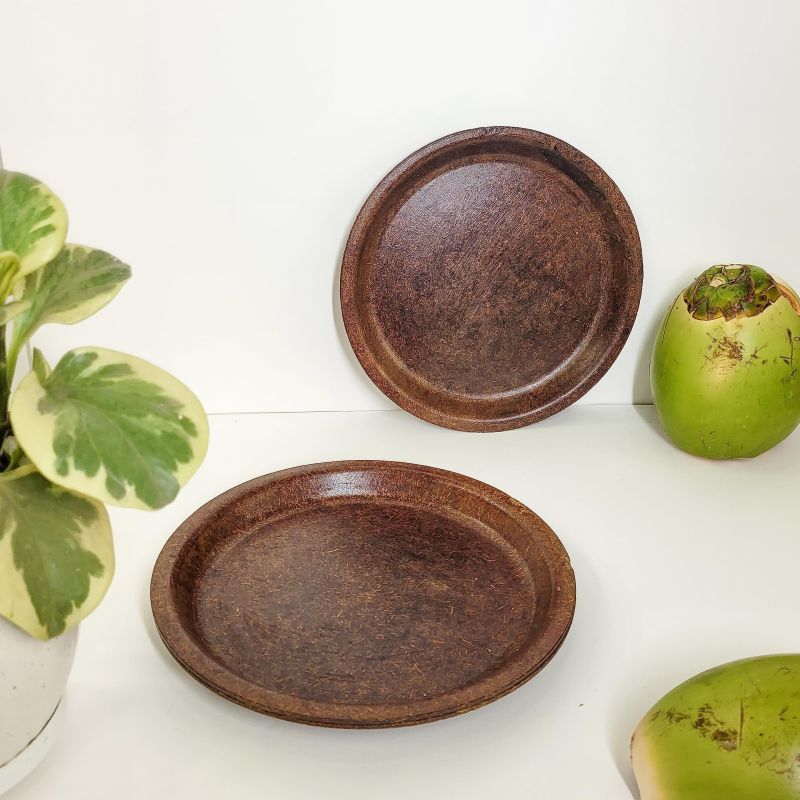 Brown Coconut Round Plate