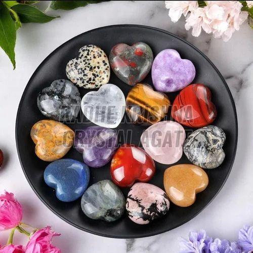 Polished Plain Heart Shaped Crystal Stones Standard