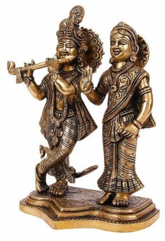 Polished Brass Radha Krishna Statues