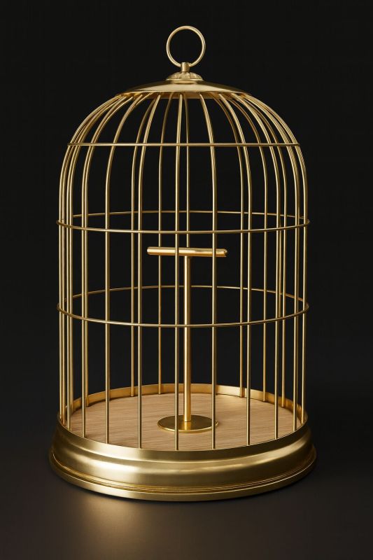 Stainless Steel Gold Cage Shoe Stand 18 X 10 Inch Free Standing