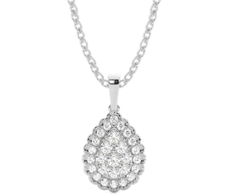 1.50Ct Round Cut Lab Diamond Cluster Pendant 14K White Gold
