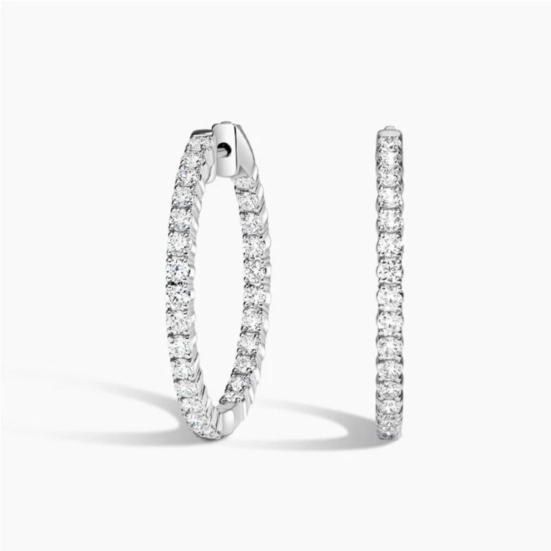 1 Carat Round Cut Lab Diamond Hoop Earring 14K White Gold VS1 Clarity E Color