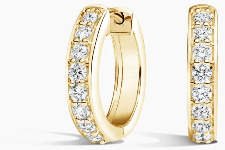 1Ct Round Cut Lab Diamond Hoop Earring 14K Yellow Gold Vs Clarity E Color
