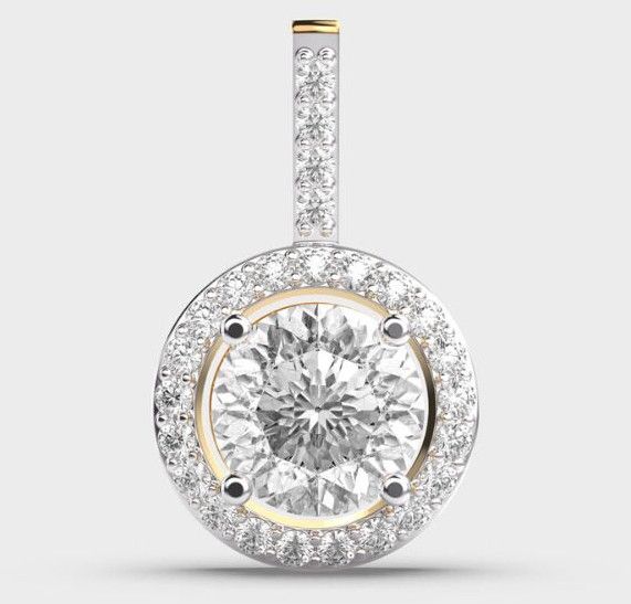 2.50 Carat Round with Halo Pendant 14K White Gold Vvs Clarity F Color