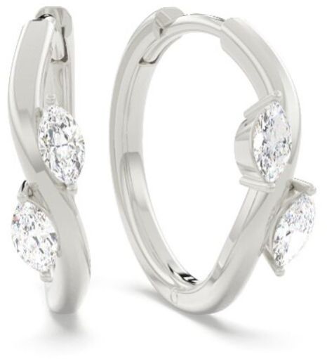 2 Marquise Cut Lab Diamond Hoop Earring 14K White Gold VS1 Clarity D Color