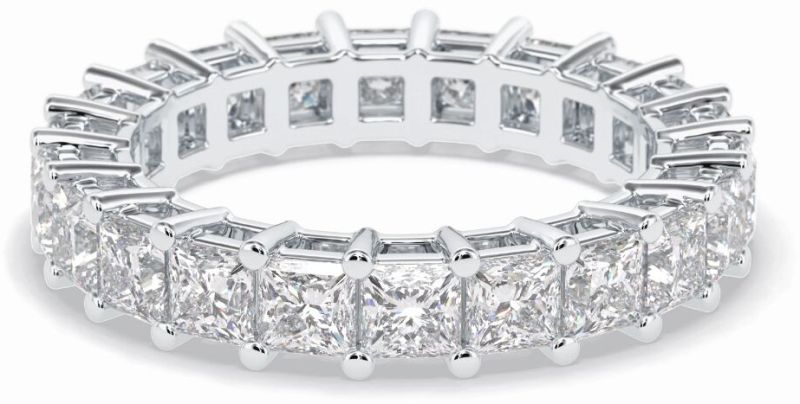Women 4Ct Princess Cut Lab Diamond Full Eternity Wedding Band 14K White Gold
