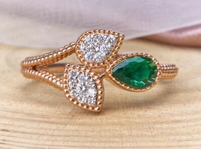 Rose Gold Diamond Sapphire Crossover Ring