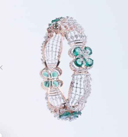 Emerald Blossom Diamond Bangle