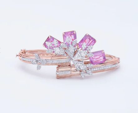 Rose Gold Pink Sapphire Floral Bracelet