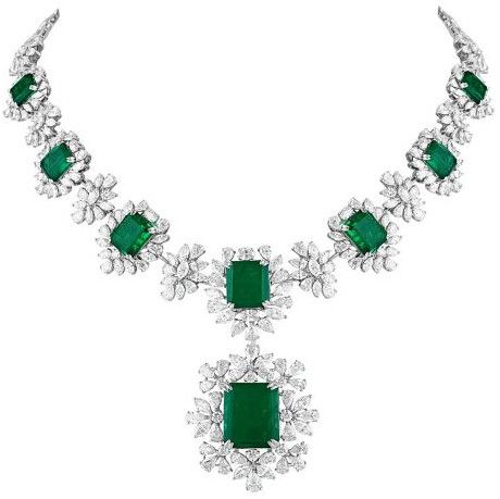Emerald Diamond Necklace Set