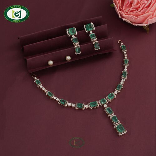 Ladies Princess Green Stone Necklace Set Wedding, Anniversary