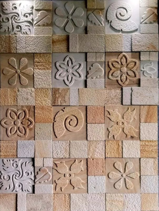 Natural Teak Stone Wall Mosaic