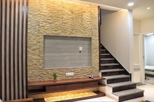 Teek Wood Sandstone Wall Mosaic Tiles