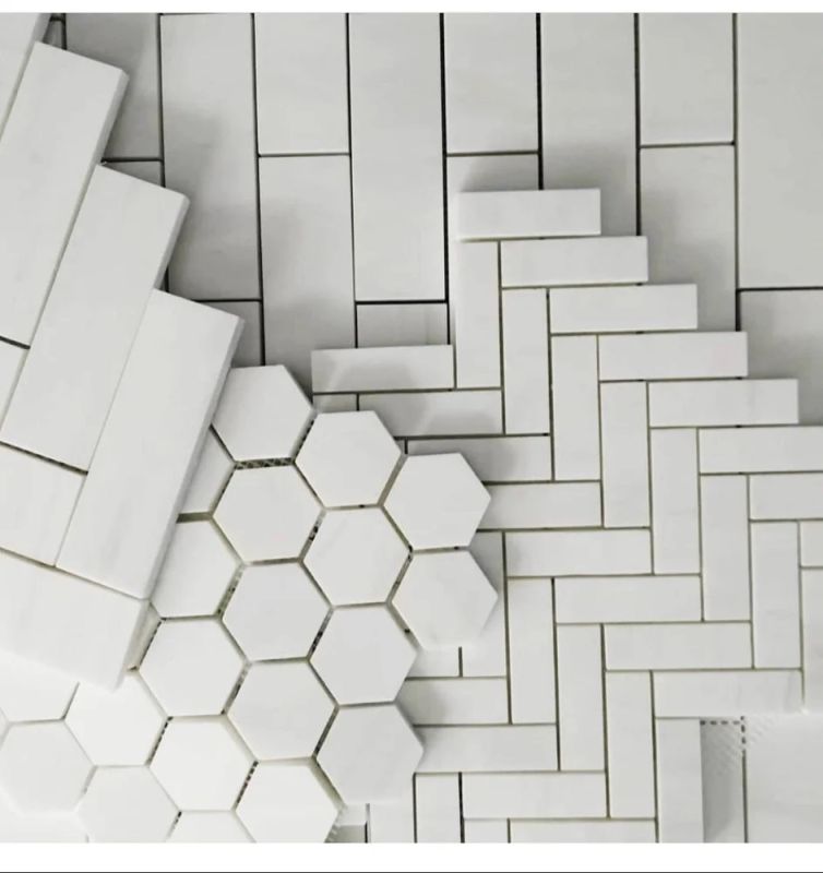 White Mint Stone Mosaic Wall Tiles