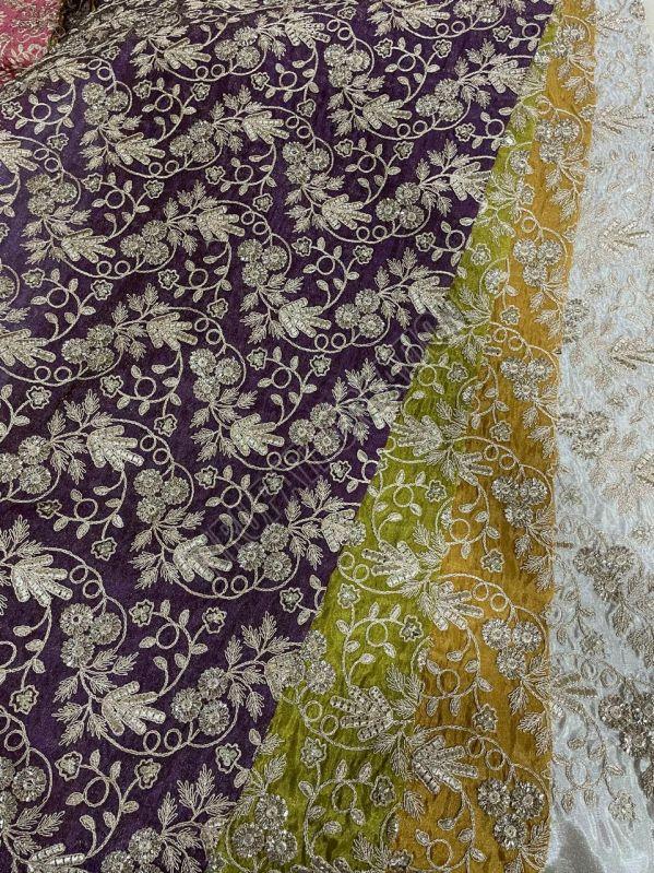 Embroidery Work Kanchipuram Dyed Fabric