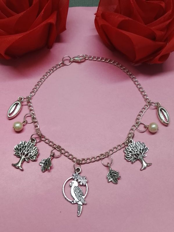 Handcrafted Silver-tone Charm Bracelet