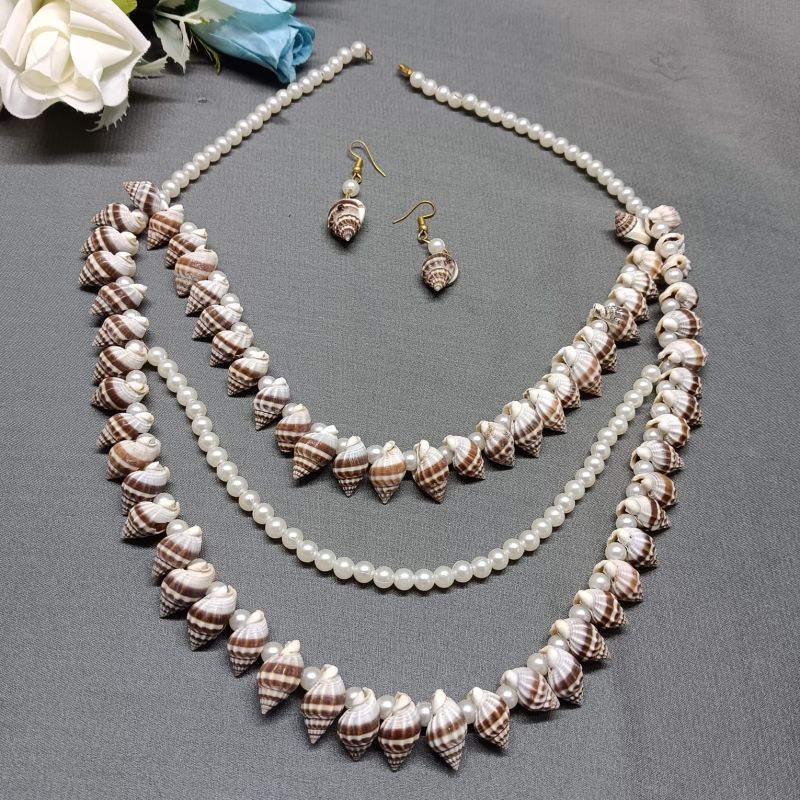 Nautical Handcrafted Pearl &AMP;AMP; Shell Necklace Set