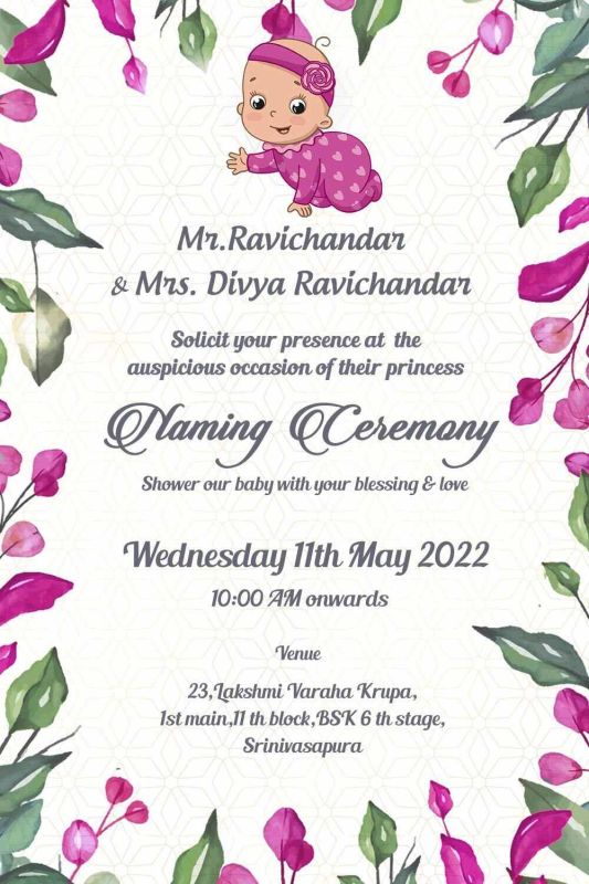 Baby Shower Naming Ceremony Invitation Card