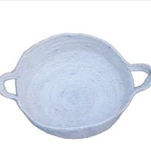 Hand Woven Gray Jute Bowl with Handles